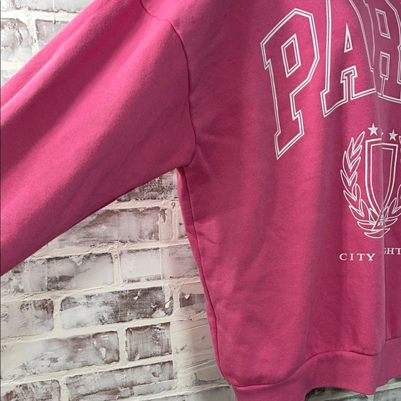 No Boundaries Pink Paris Sweatshirt large - Picture 4 of 5
